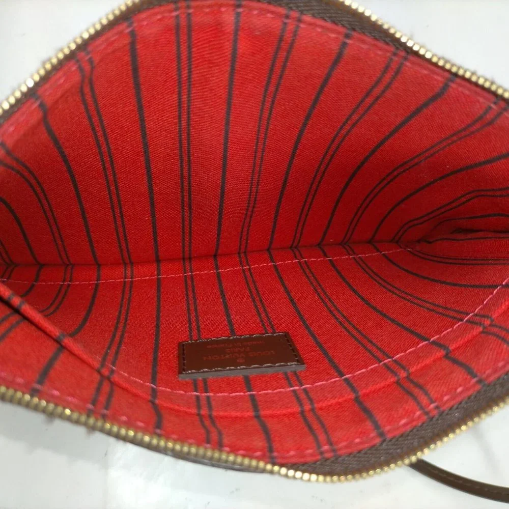 100% Authentic Louis Vuitton Neverfull Damier Ebene Wristlet Pouch/Clutch Bag - Picture 7 of 9